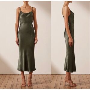 Shona Joy La Lune Bias Cowl Neck Midi Dress Size 2
